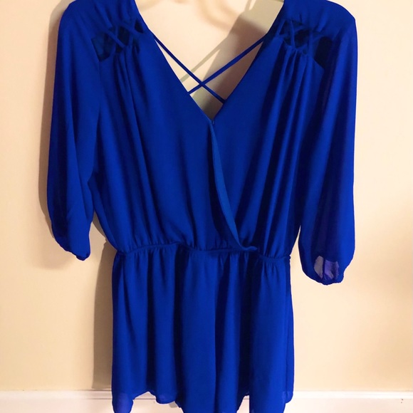 Rags to Wishes Blue Romper - Picture 2 of 3